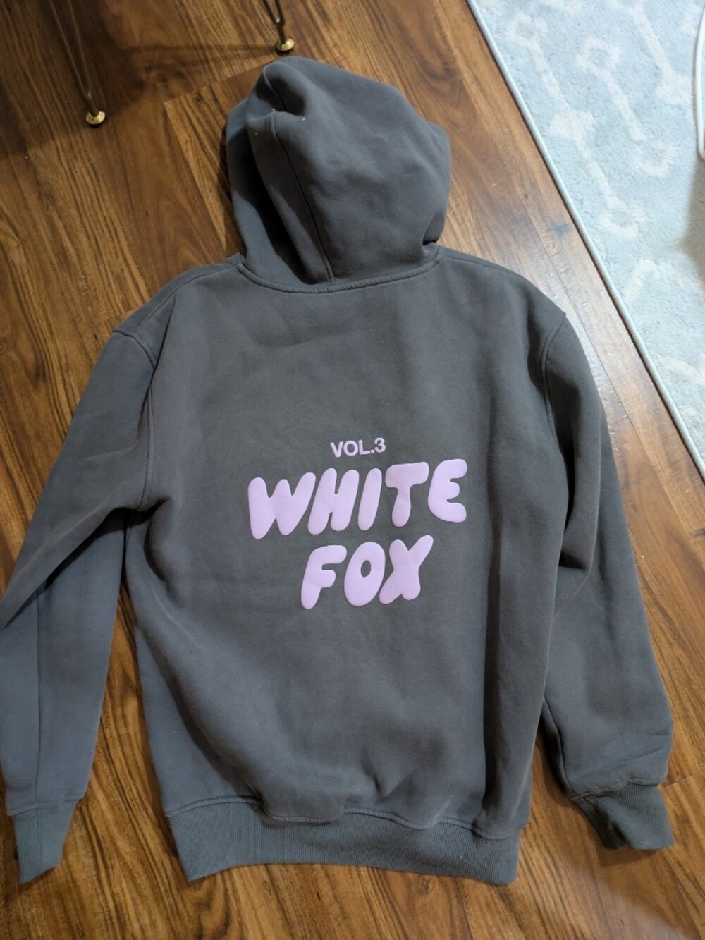 WHITE FOX Vol.3 Gray Hoodie with Light Purple Logo